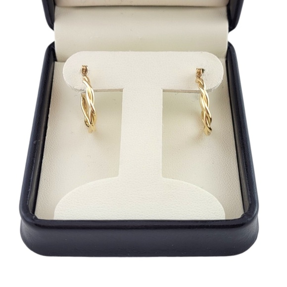 14K Yellow Gold Twist Hoop Earrings #15846 - Picture 8 of 8